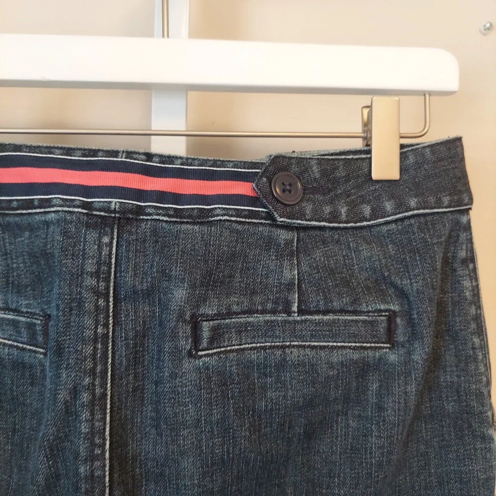Talbots Womens Denim Skirt Size 10 Dark Wash Stretch Ribbon‎ Accent Preppy 90s - Picture 7 of 7